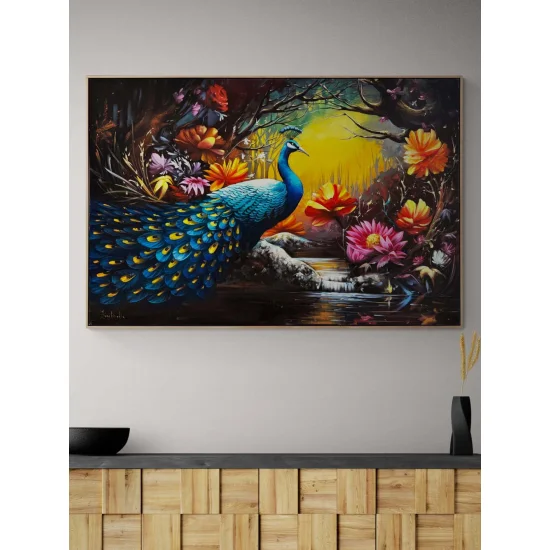 Tavus Kuşunun Gölgesinde Yağlı Boya Tablosu