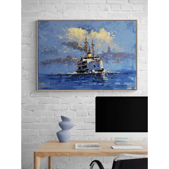 Boğazda Vapur Sefası Yağlı Boya Tablosu