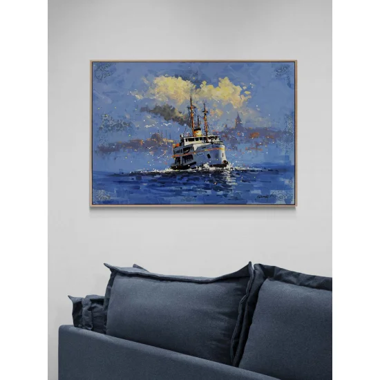 Boğazda Vapur Sefası Yağlı Boya Tablosu