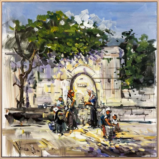 Waiting by the Fountain Oil Painting