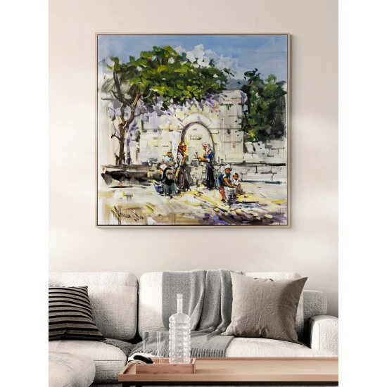 Waiting by the Fountain Oil Painting