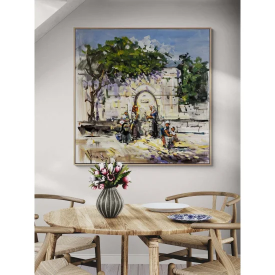 Waiting by the Fountain Oil Painting