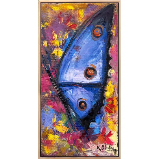 Mavi Bir Kelebek Yağlı Boya Tablosu