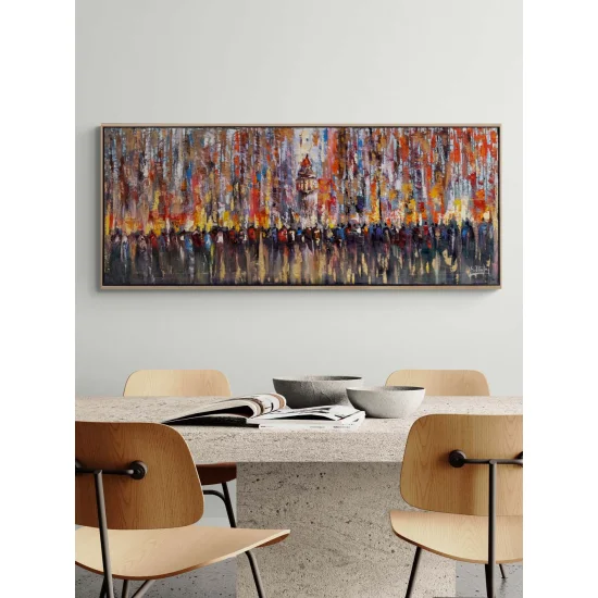 Crowds at Galata Tower Oil Painting