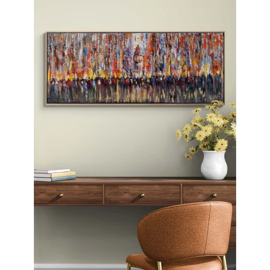 Crowds at Galata Tower Oil Painting