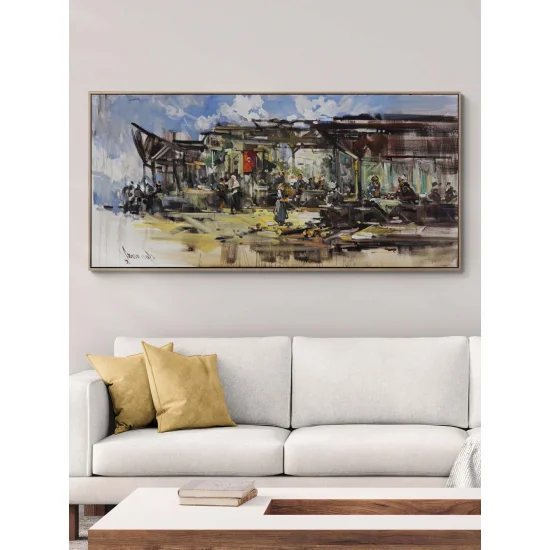 Köy Kahvesinde Yağlı Boya Tablosu