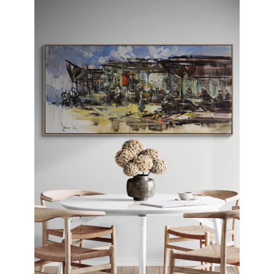 Köy Kahvesinde Yağlı Boya Tablosu