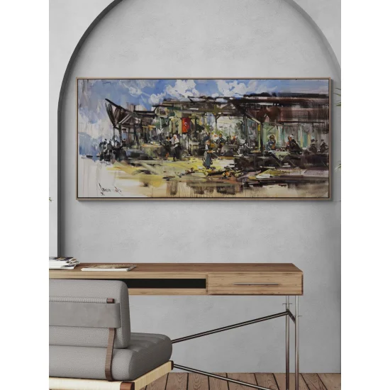 Köy Kahvesinde Yağlı Boya Tablosu