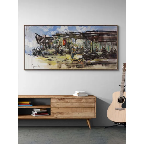 Köy Kahvesinde Yağlı Boya Tablosu