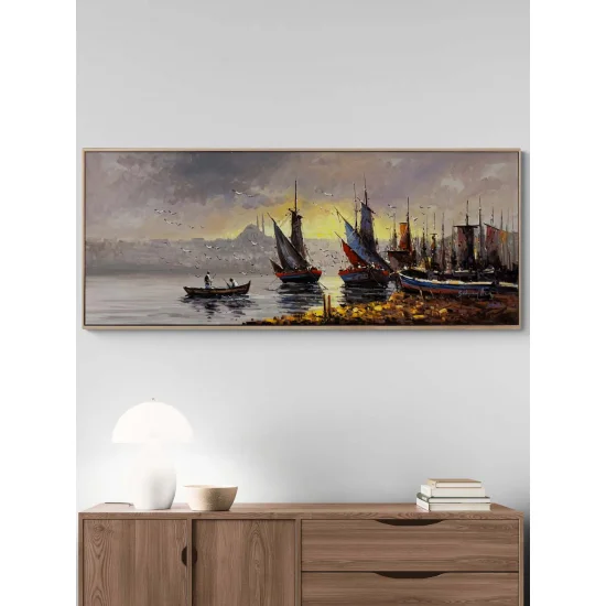 Günün İlk Işığı Boğazda Yağlı Boya Tablosu