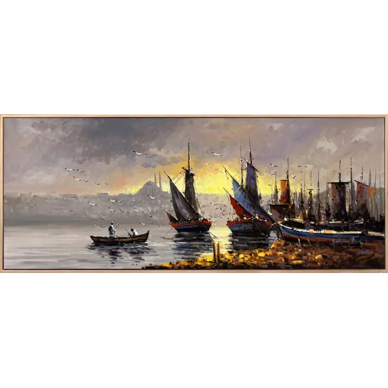 Günün İlk Işığı Boğazda Yağlı Boya Tablosu