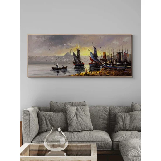 Günün İlk Işığı Boğazda Yağlı Boya Tablosu