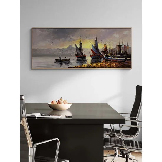 Günün İlk Işığı Boğazda Yağlı Boya Tablosu