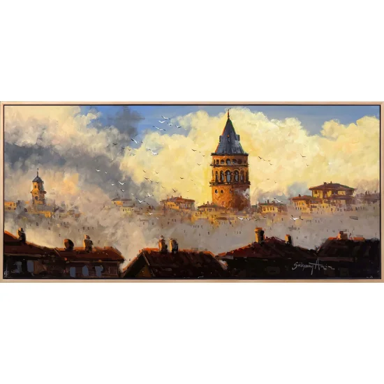 Galata Kulenin Fısıltısı Yağlı Boya Tablosu