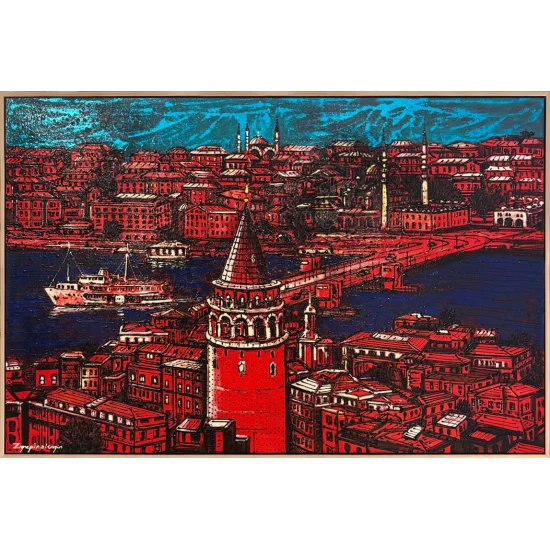 Yedi Tepeden Maviye Yağlı Boya Tablosu