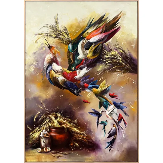 Uyanan Simurg Kanatları Yağlı Boya Tablosu