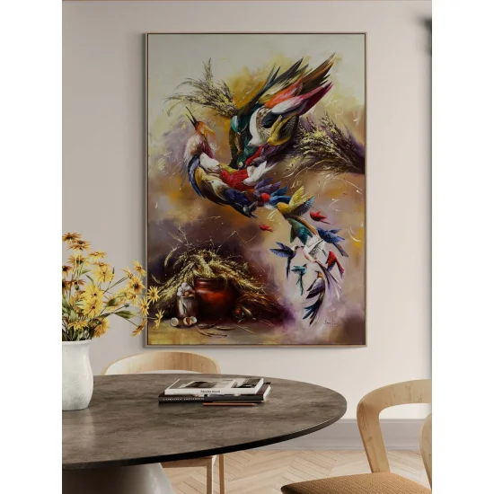 Uyanan Simurg Kanatları Yağlı Boya Tablosu