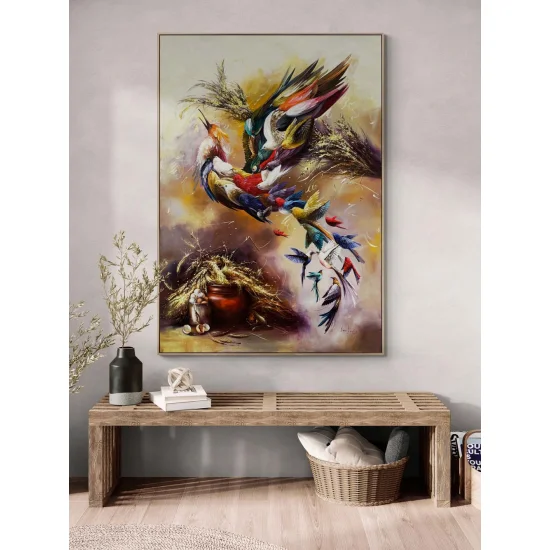 Uyanan Simurg Kanatları Yağlı Boya Tablosu