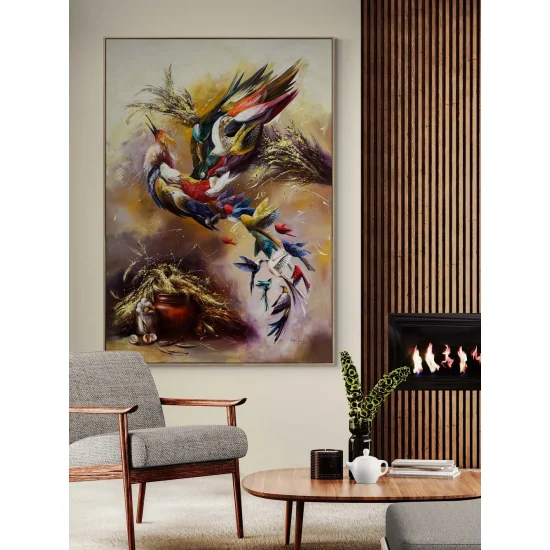 Uyanan Simurg Kanatları Yağlı Boya Tablosu