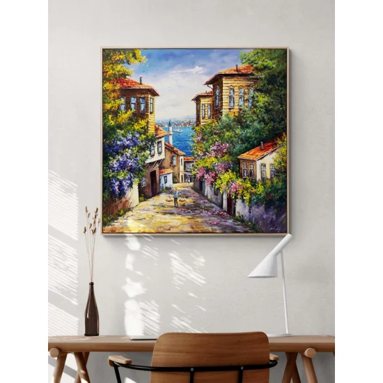 Üsküdarın Eski Sokakları Yağlı Boya Tablosu