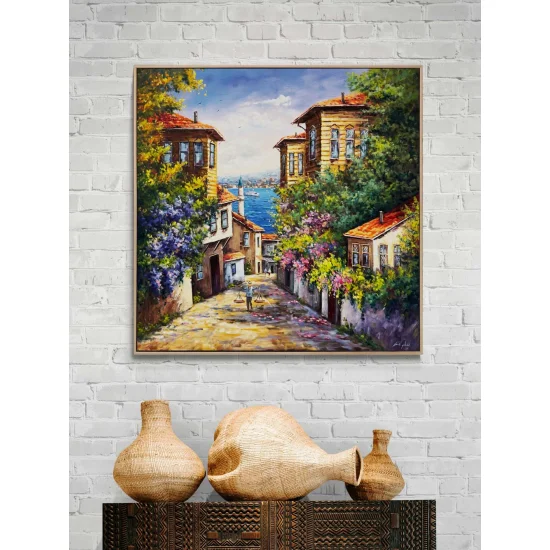 Üsküdarın Eski Sokakları Yağlı Boya Tablosu