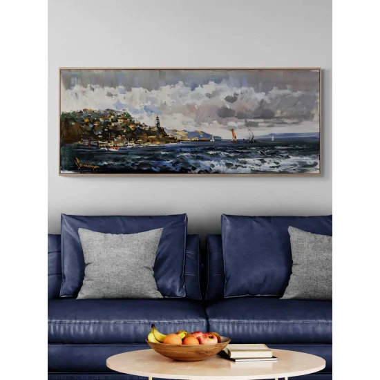 Sahil Kasabasında Gün Yağlı Boya Tablosu