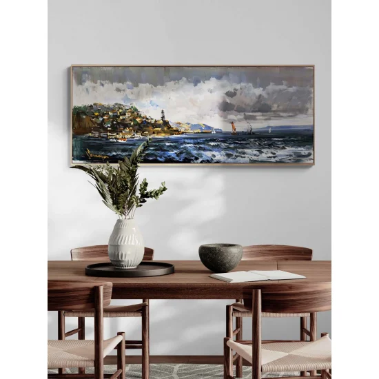 Sahil Kasabasında Gün Yağlı Boya Tablosu