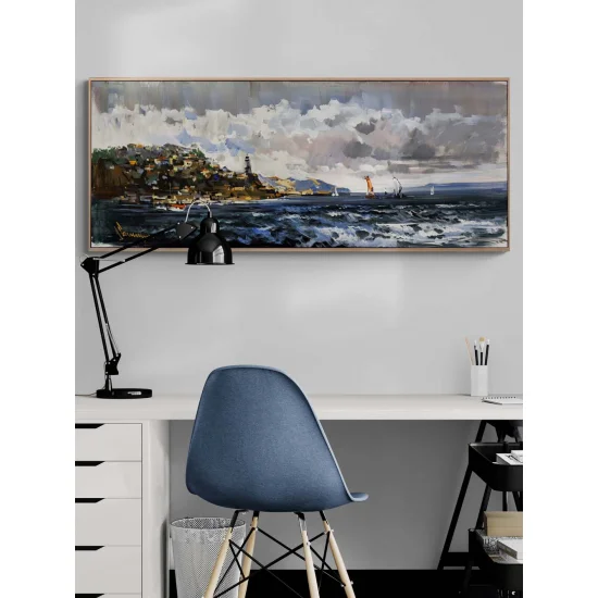 Sahil Kasabasında Gün Yağlı Boya Tablosu