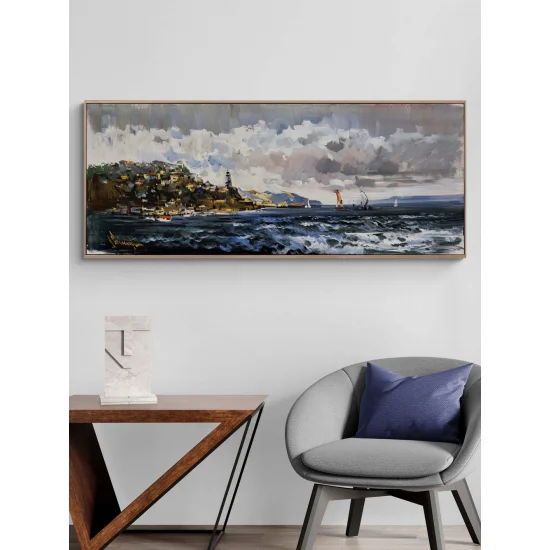 Sahil Kasabasında Gün Yağlı Boya Tablosu