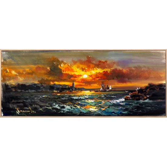 Gün Son Işığında Deniz Yağlı Boya Tablosu