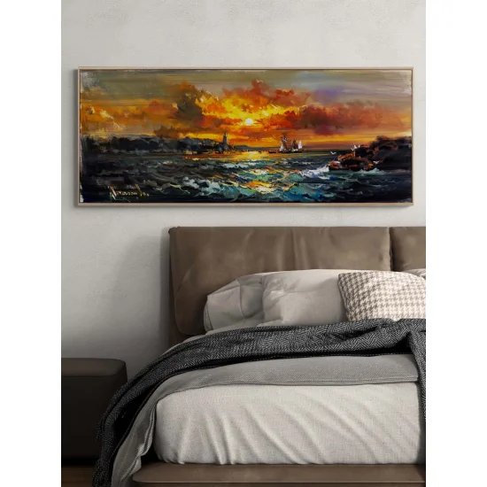 Gün Son Işığında Deniz Yağlı Boya Tablosu