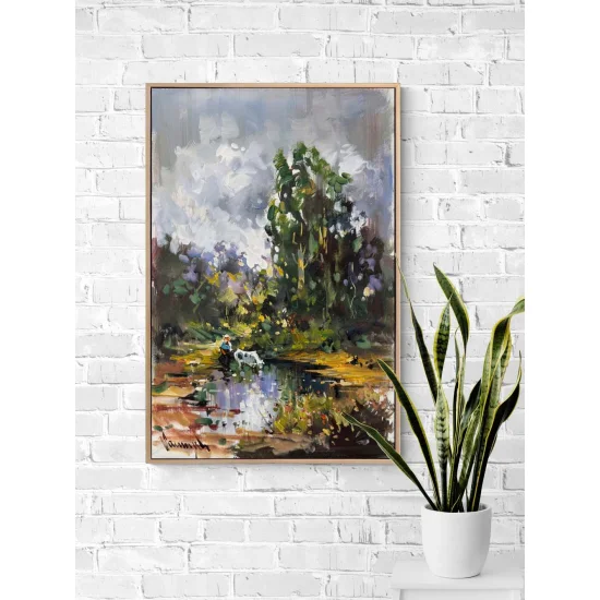 Köyde Sabah Sessizliği Yağlı Boya Tablosu