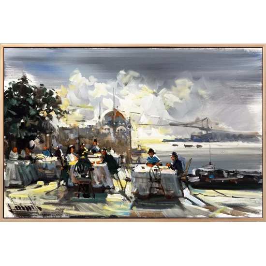 Ortaköyde Sohbet Vakti Yağlı Boya Tablosu