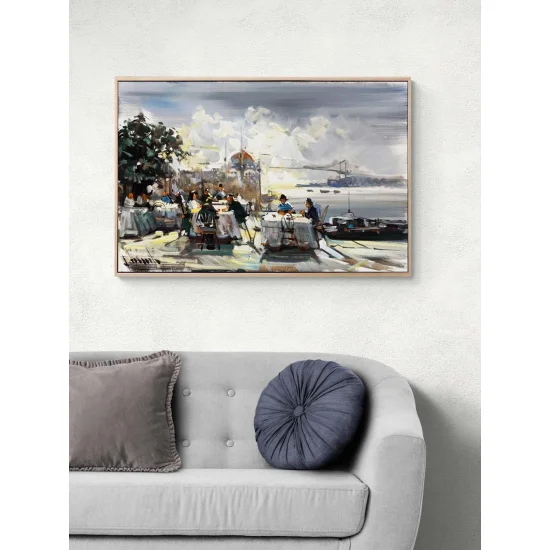 Ortaköyde Sohbet Vakti Yağlı Boya Tablosu