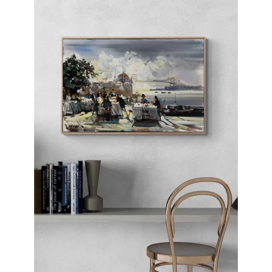 Ortaköyde Sohbet Vakti Yağlı Boya Tablosu