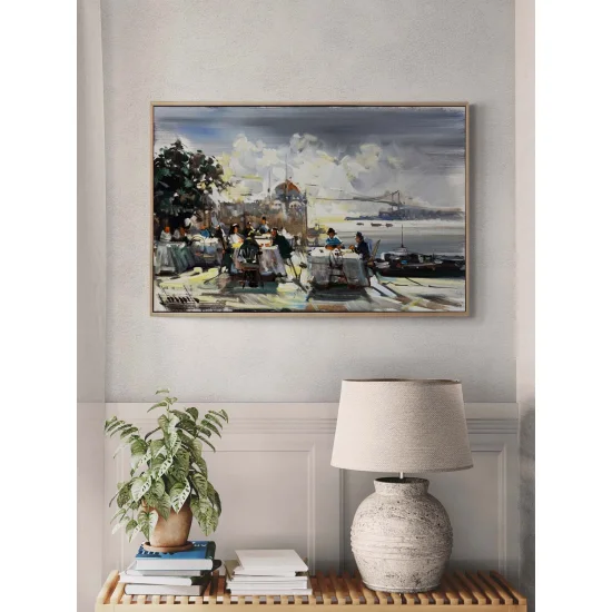 Ortaköyde Sohbet Vakti Yağlı Boya Tablosu