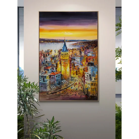 Gecenin Işığında İstanbul Yağlı Boya Tablosu