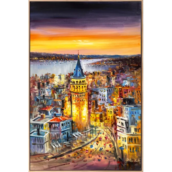 Gecenin Işığında İstanbul Yağlı Boya Tablosu