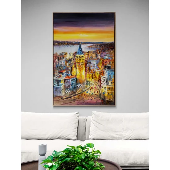 Gecenin Işığında İstanbul Yağlı Boya Tablosu