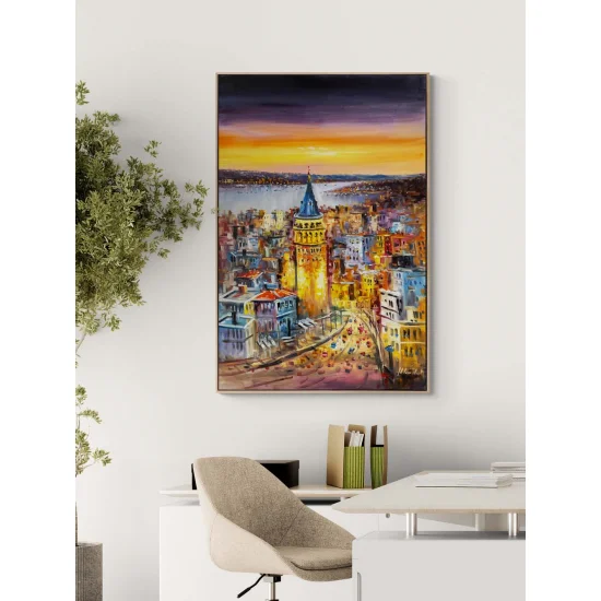 Gecenin Işığında İstanbul Yağlı Boya Tablosu