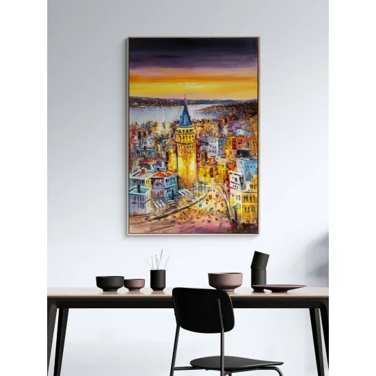 Gecenin Işığında İstanbul Yağlı Boya Tablosu