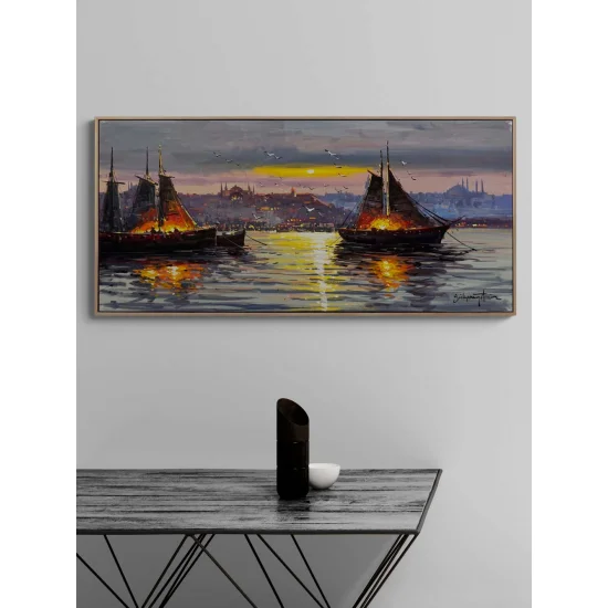 Boğazda Gün Doğumu Yağlı Boya Tablosu