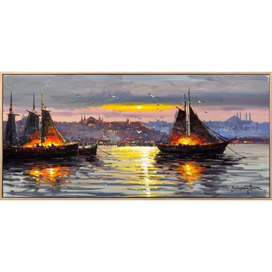 Boğazda Gün Doğumu Yağlı Boya Tablosu