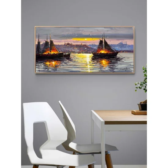 Boğazda Gün Doğumu Yağlı Boya Tablosu