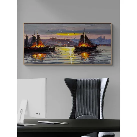 Boğazda Gün Doğumu Yağlı Boya Tablosu