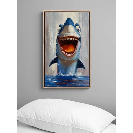 Neşeli Köpek Balığı Yağlı Boya Tablosu