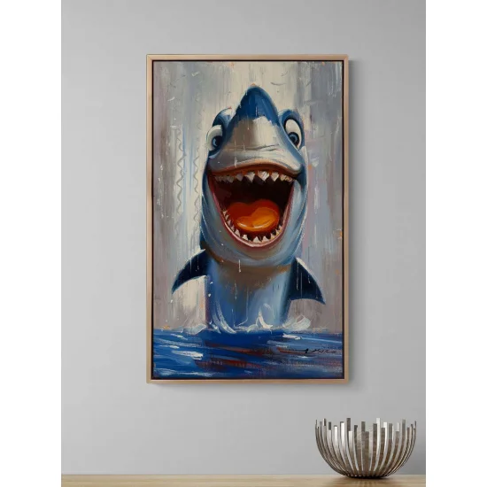 Neşeli Köpek Balığı Yağlı Boya Tablosu