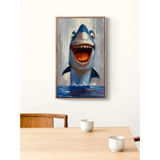 Neşeli Köpek Balığı Yağlı Boya Tablosu