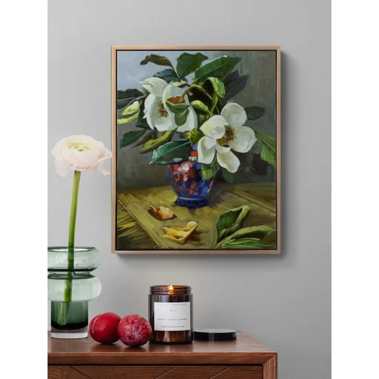 Vazoda Beyaz Manolyalar Yağlı Boya Tablosu
