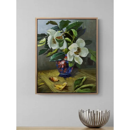 Vazoda Beyaz Manolyalar Yağlı Boya Tablosu
